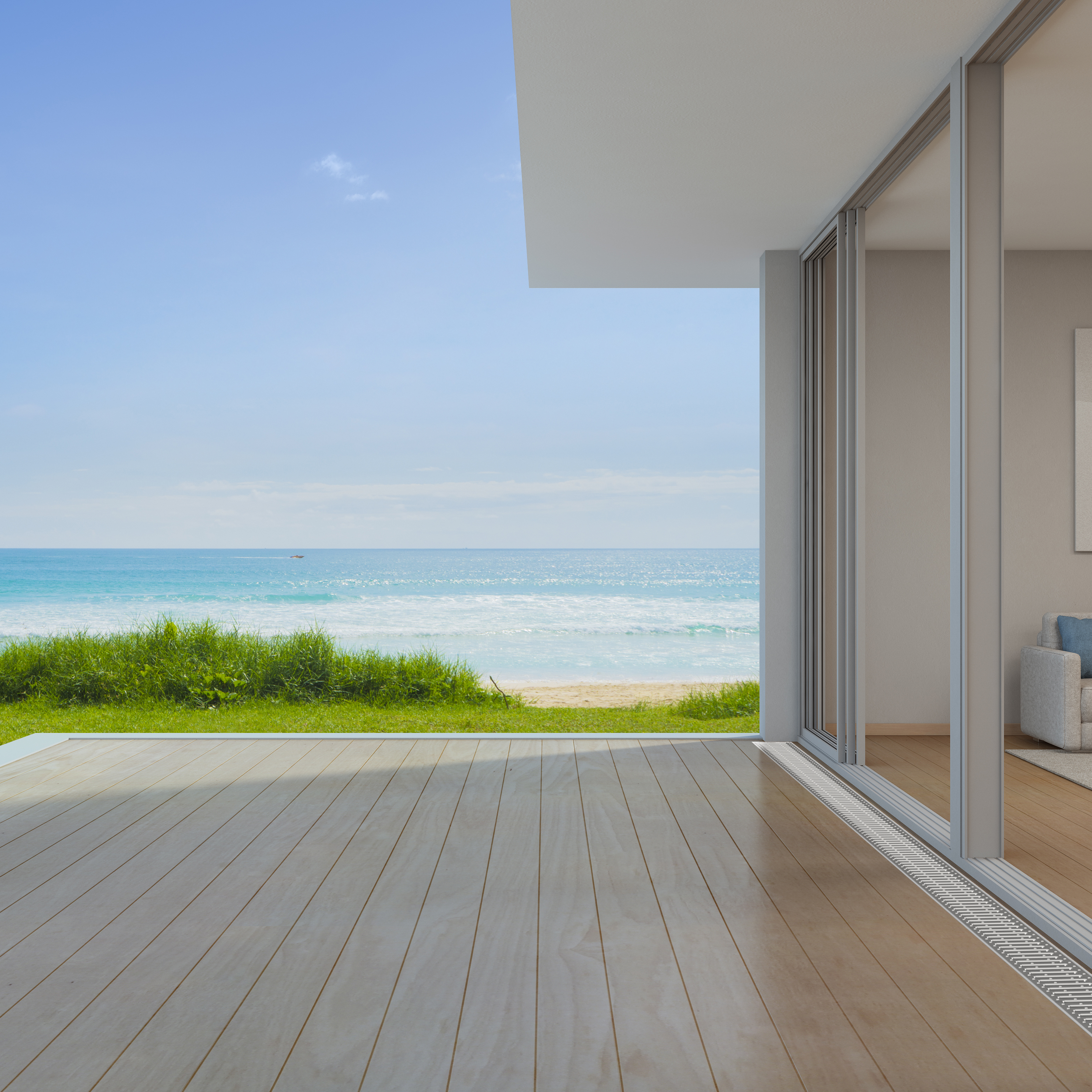 Sea,View,Living,Room,With,Empty,Terrace,In,Modern,Luxury