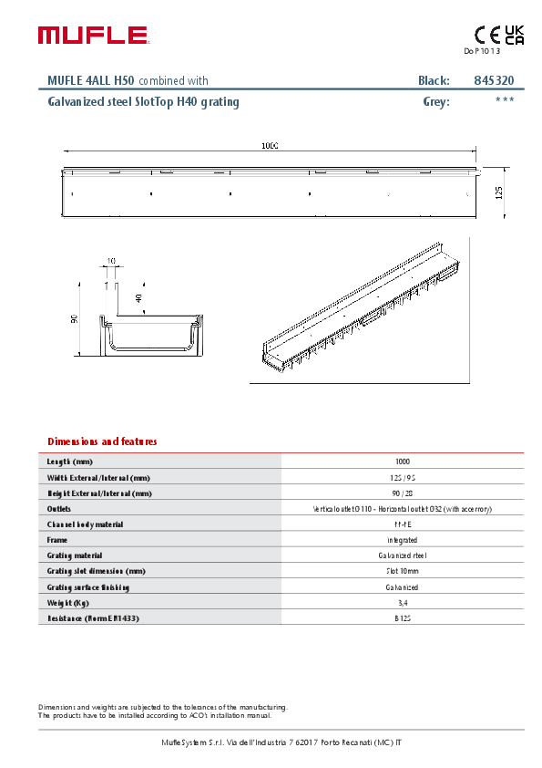 MUFLE 4ALLH50 Galvanized Steel SlotTop H40