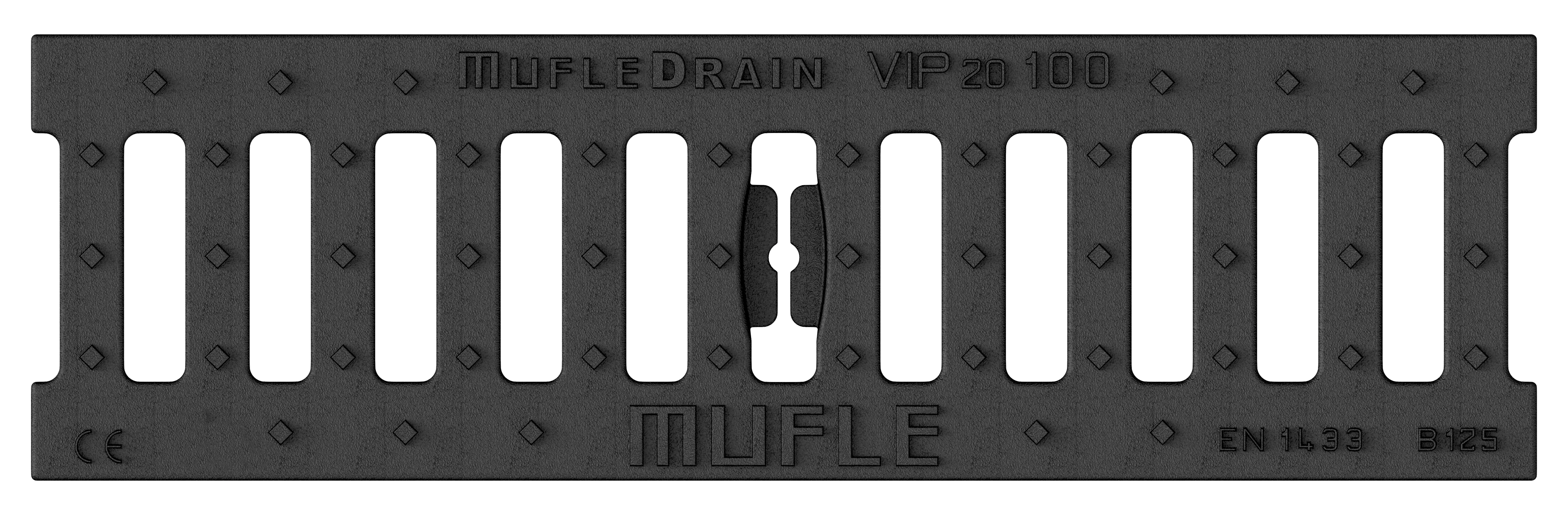 MUFLE SMART Commercial Channel Drain 100/100 C250 Ductile Iron Heelguard Grates 